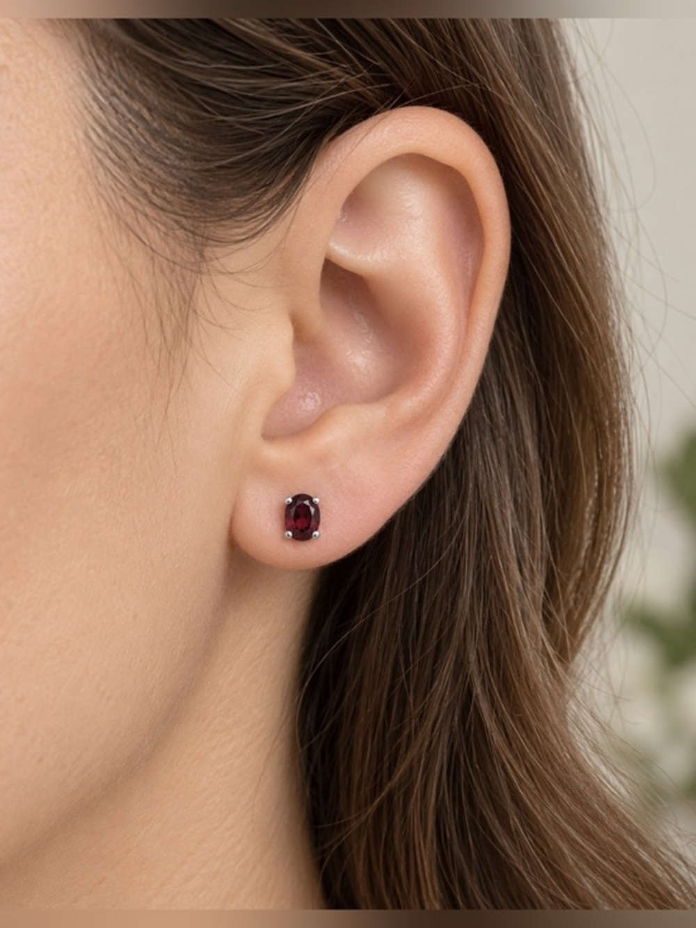 Petite Dark Garnet Stud Earrings 925 Silver Prong Set | January Birthstone #597